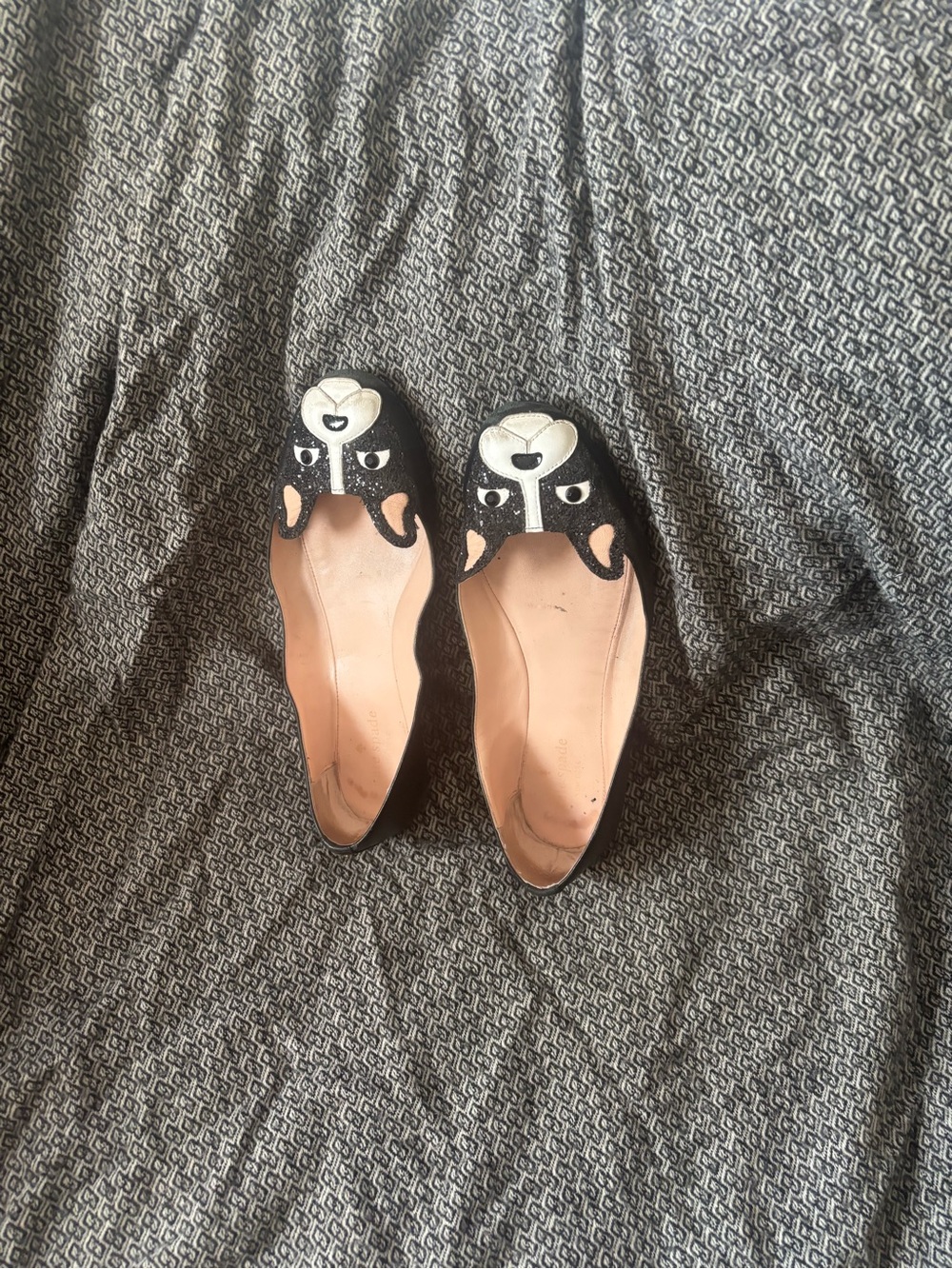 kate spade Black and White Dog Face Ballet Flats